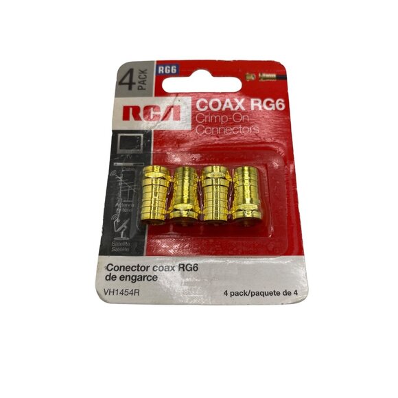 RCA VH1454R Coax RG6 Crimp-On Connectors 4-Pack Lifetime Warranty - Picture 1 of 2